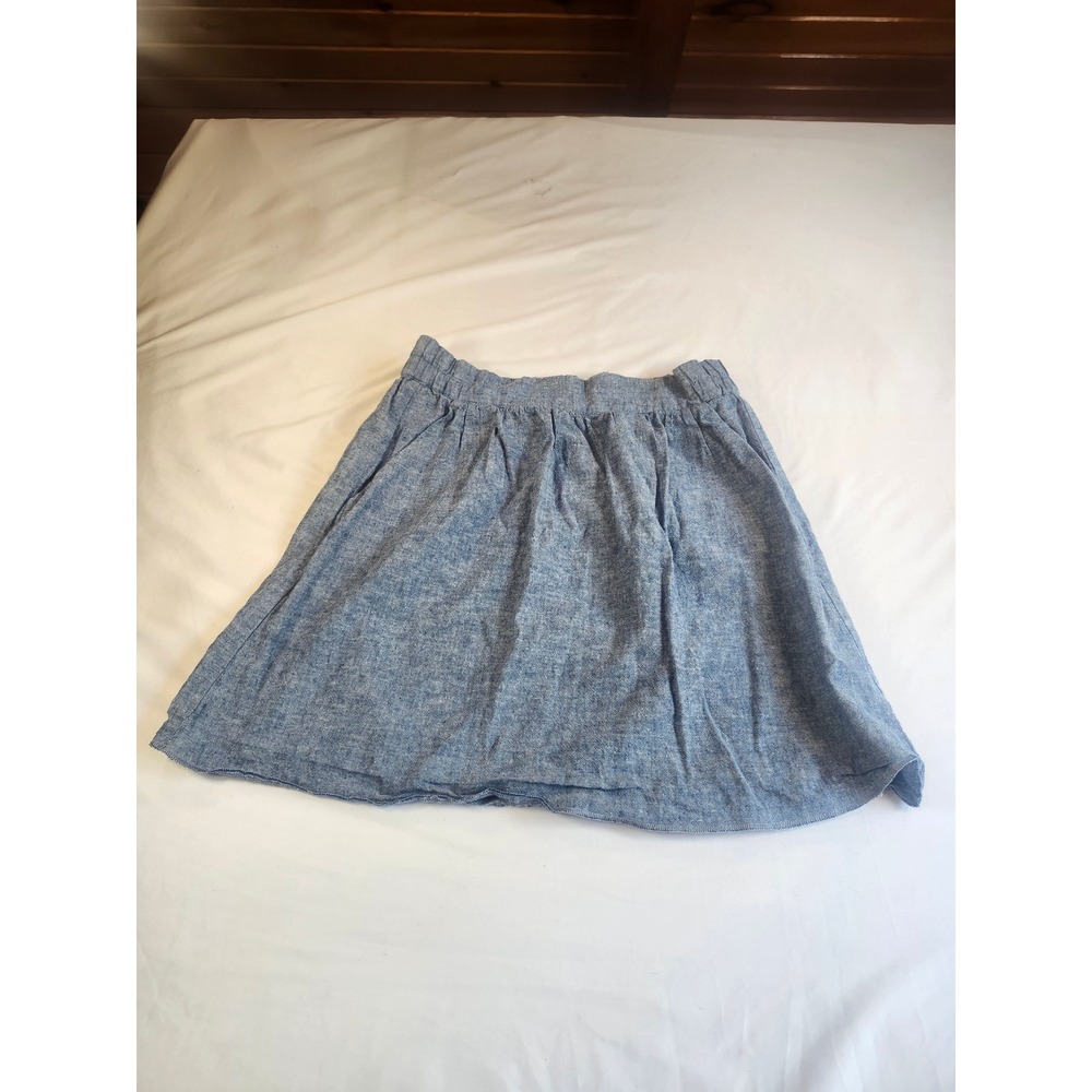 LOFT Outlet Petite Blue Chambray Elastic Waist Pocket Skirt XSP X-Small Petite
